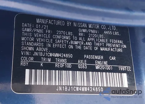 2021 Nissan Rogue Sport Sl Awd Xtronic Cvt from USA, damaged, VIN JN1BJ1CW4MW424850